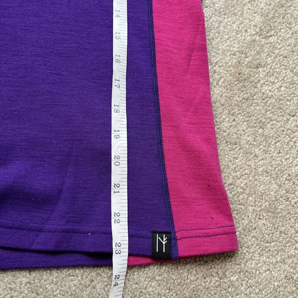 Neve Wool Pullover Womens Small 1/4 Zip Purple Pink Hiking Outdoors Base Layer